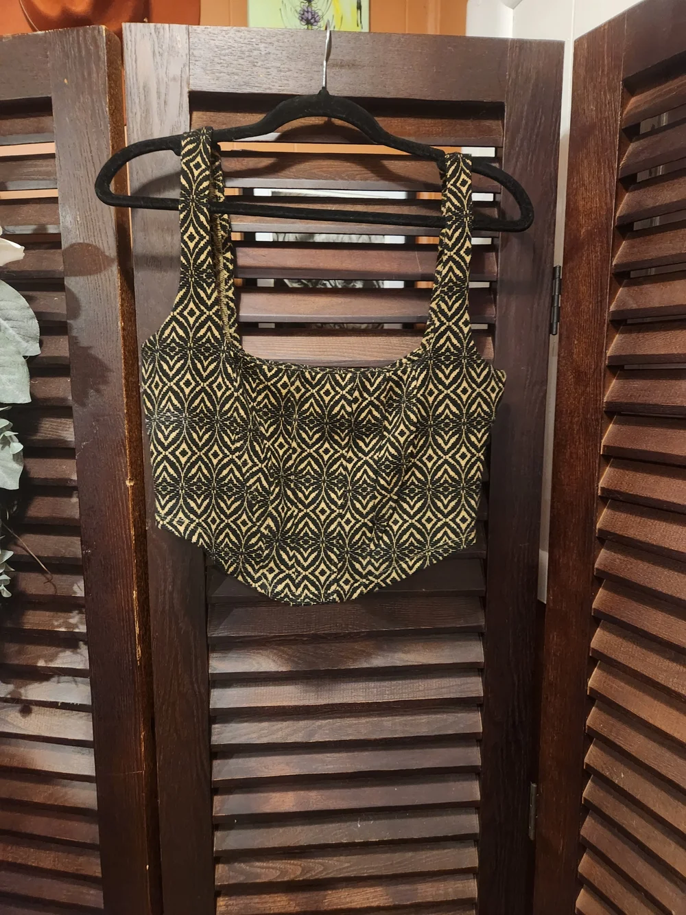 Free People Black and Gold Geometric Crop Tank